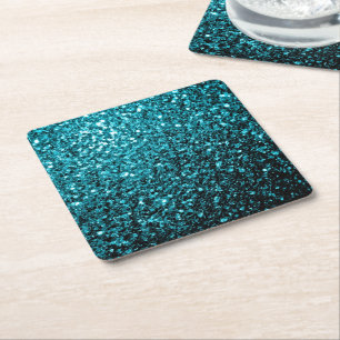 Aquablau glänzender falscher Glitter funkelt Rechteckiger Pappuntersetzer