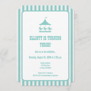 Aquablaue Seersucker-Karussell-Einladung Einladung