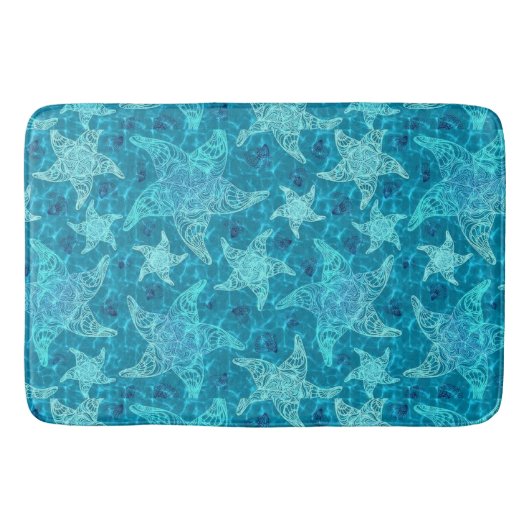 Aquablaue Starfish-Muster-Bad-Matte Badematte (Vorderseite)