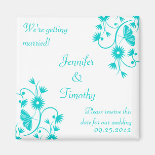 Aquablauer BlumenSave the Date Magnet