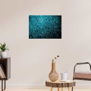 Aquablauer glänzender falscher Glitter funkelt Poster