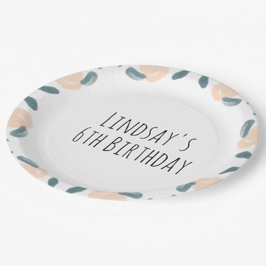 Aquädukte Pfirsich Birthday Border Art Napkin Pappteller (Schrägansicht)