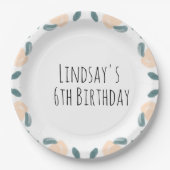 Aquädukte Pfirsich Birthday Border Art Napkin Pappteller (Vorderseite)