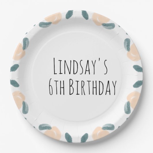 Aquädukte Pfirsich Birthday Border Art Napkin Pappteller (Vorderseite)