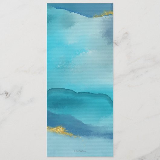 Aquagoldstrand-Hochzeits-Menü-oder Programm-Karte Menükarte (Rückseite)