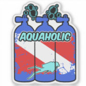 Aquaholic Scuba Diving Sticker (Vorderseite)