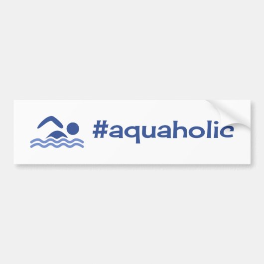 Aquaholische Schwimmblauer auf Weiß Autoaufkleber (Vorne)