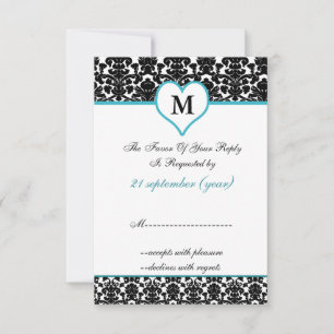 Aquakulturdampfer in Monogramm, Standard 3,5 x 5 u RSVP Karte