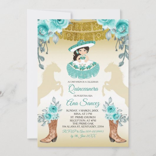 Aqual Aquamarin Türkis1 Charra Mis Ruhige Einladun Einladung (Vorderseite)