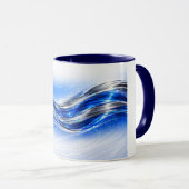 Aqualume Flow  – Blue Silver Wave Energy Mug Tasse (VorderseiteRechts)