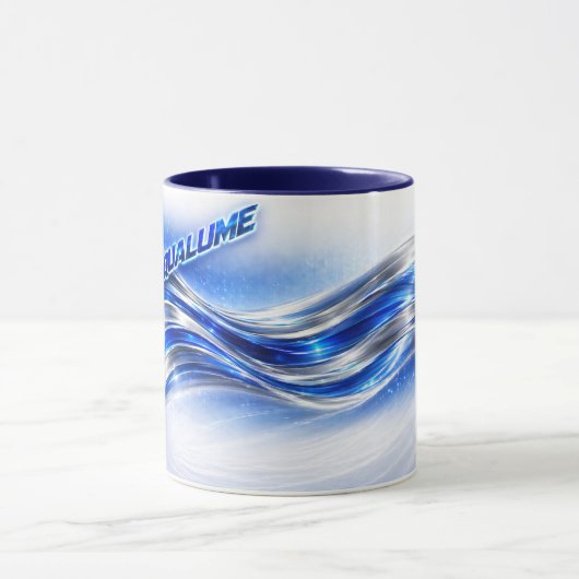 Aqualume Flow  – Blue Silver Wave Energy Mug Tasse (Zentrum)
