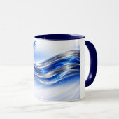 Aqualume Flow  – Blue Silver Wave Energy Mug Tasse (VorderseiteRechts)