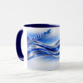 Aqualume Flow  – Blue Silver Wave Energy Mug Tasse (Vorderseite Links)