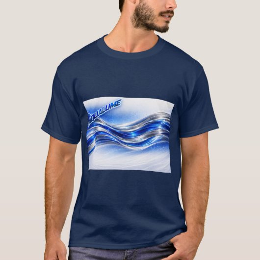 Aqualume Flow Shirt – Blaue Silberwellen-Energie-D (Vorderseite)