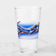 Aqualume Wave Shirt – Blaue Orange Abstrakte Ström