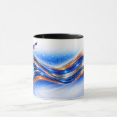 Aqualume Wave Shirt – Blaue Orange Abstrakte Ström Tasse (Zentrum)