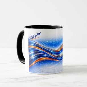Aqualume Wave Shirt – Blaue Orange Abstrakte Ström Tasse