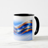 Aqualume Wave Shirt – Blaue Orange Abstrakte Ström Tasse (VorderseiteRechts)