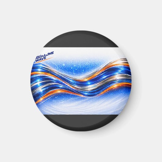 Aqualume Wave Shirt – Blaue Orange Abstrakter Flus Magnet (Vorne)