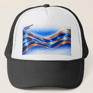 Aqualume Wave Shirt – Blaue Orange Abstrakter Flus Truckerkappe