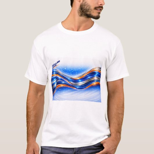 Aqualume Wave Shirt – Blue Orange Abstract Flow De (Vorderseite)