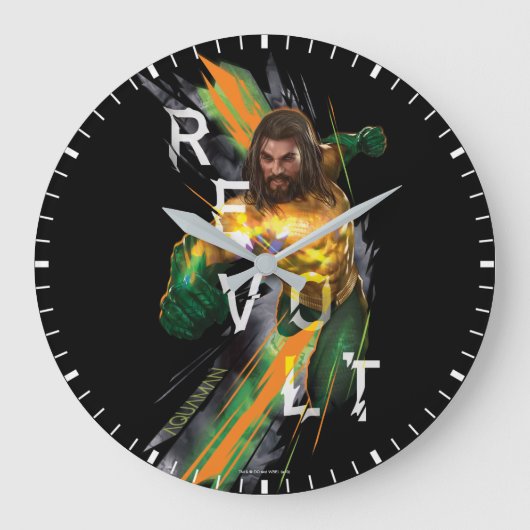 Aquaman | Aquaman "Aufruhr-" gebrochene Grafik Große Wanduhr (Vorderseite)