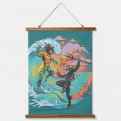 Aquaman & Black Manta Gezeitenwelle Wandteppich Mit Holzrahmen (Vorderseite)