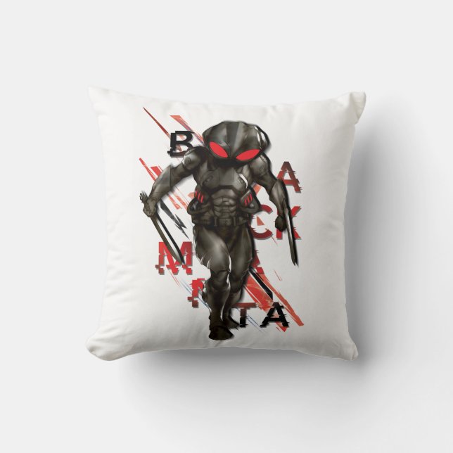 Aquaman | Black Manta Scattered Typografy Graphic Kissen (Vorderseite)