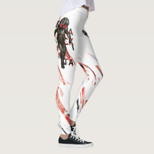 Aquaman Black Manta Scattered Typografy Graphic Leggings