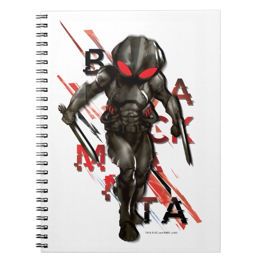 Aquaman | Black Manta Scattered Typografy Graphic Notizblock (Vorderseite)