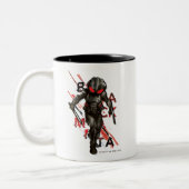 Aquaman | Black Manta Scattered Typografy Graphic Zweifarbige Tasse (Links)