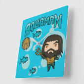 Aquaman | Chibi Aquaman Undersea Graphic Quadratische Wanduhr (Winkel)