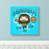 Aquaman | Chibi Aquaman unterseeische Grafik Leinwanddruck (Insitu (Holzboden))