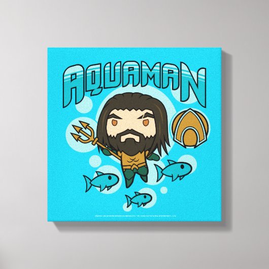 Aquaman | Chibi Aquaman unterseeische Grafik Leinwanddruck (Vorderseite)
