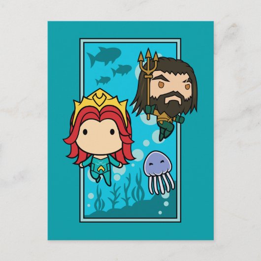Aquaman | Chibi Mera & Aquaman Undersea Graphic Postkarte (Vorderseite)