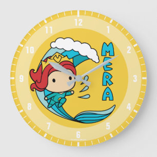 Aquaman   Chibi Mera Riding Wave Graphic Große Wanduhr