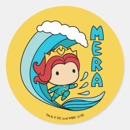 Aquaman | Chibi Mera Riding Wave Graphic Runder Aufkleber (Vorderseite)