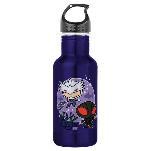 Aquaman | Chibi Orm & Black Manta Undersea Graphic Edelstahlflasche (Vorderseite)