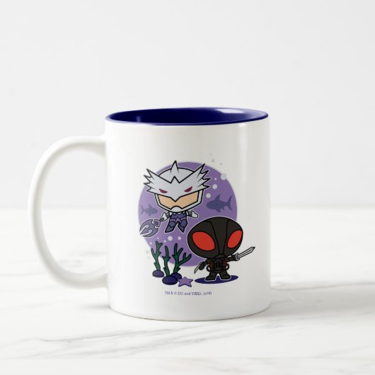 Aquaman | Chibi Orm & Black Manta Undersea Graphic Zweifarbige Tasse (Links)