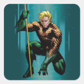 Aquaman Crouching Quadratischer Aufkleber (Vorderseite)