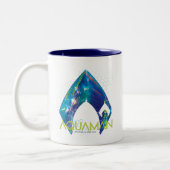 Aquaman | gebrochenes Aquaman Logo Zweifarbige Tasse (Links)