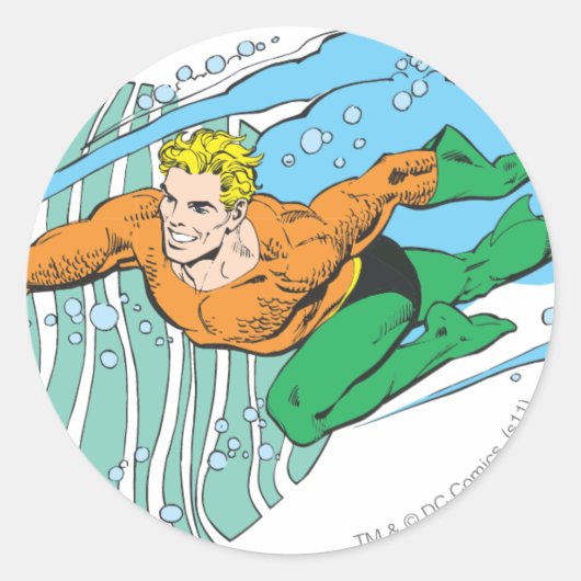 Aquaman Leaps Verlassen Runder Aufkleber (Vorderseite)