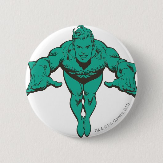 Aquaman Lunging Forward - Aquamarin Button (Vorderseite)