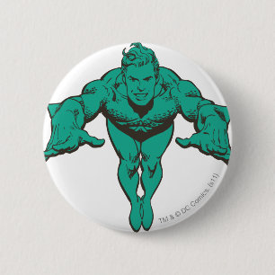 Aquaman Lunging Forward - Aquamarin Button