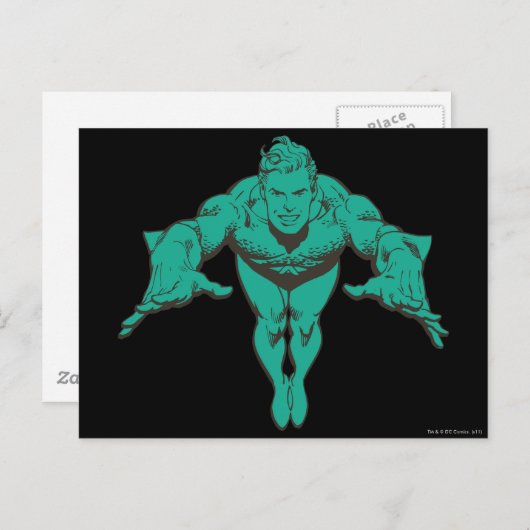 Aquaman Lunging Forward - Aquamarin Postkarte (Vorne/Hinten)