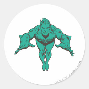 Aquaman Lunging Forward - Aquamarin Runder Aufkleber