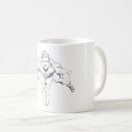 Aquaman Lunging Forward BW Kaffeetasse (VorderseiteRechts)