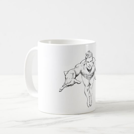 Aquaman Lunging Forward BW Kaffeetasse (Vorderseite Links)