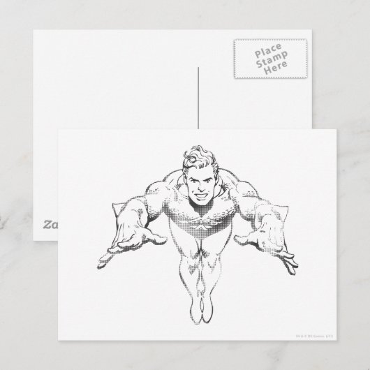 Aquaman Lunging Forward BW Postkarte (Vorne/Hinten)