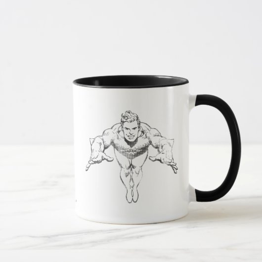 Aquaman Lunging Forward BW Tasse (Rechts)